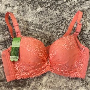New SEXY Orange Underwire Lace Jeweled  Bra 34C